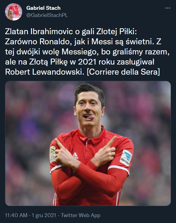 Ibrahimović wskazał, kto zasługiwał na Złotą Piłkę 2021!